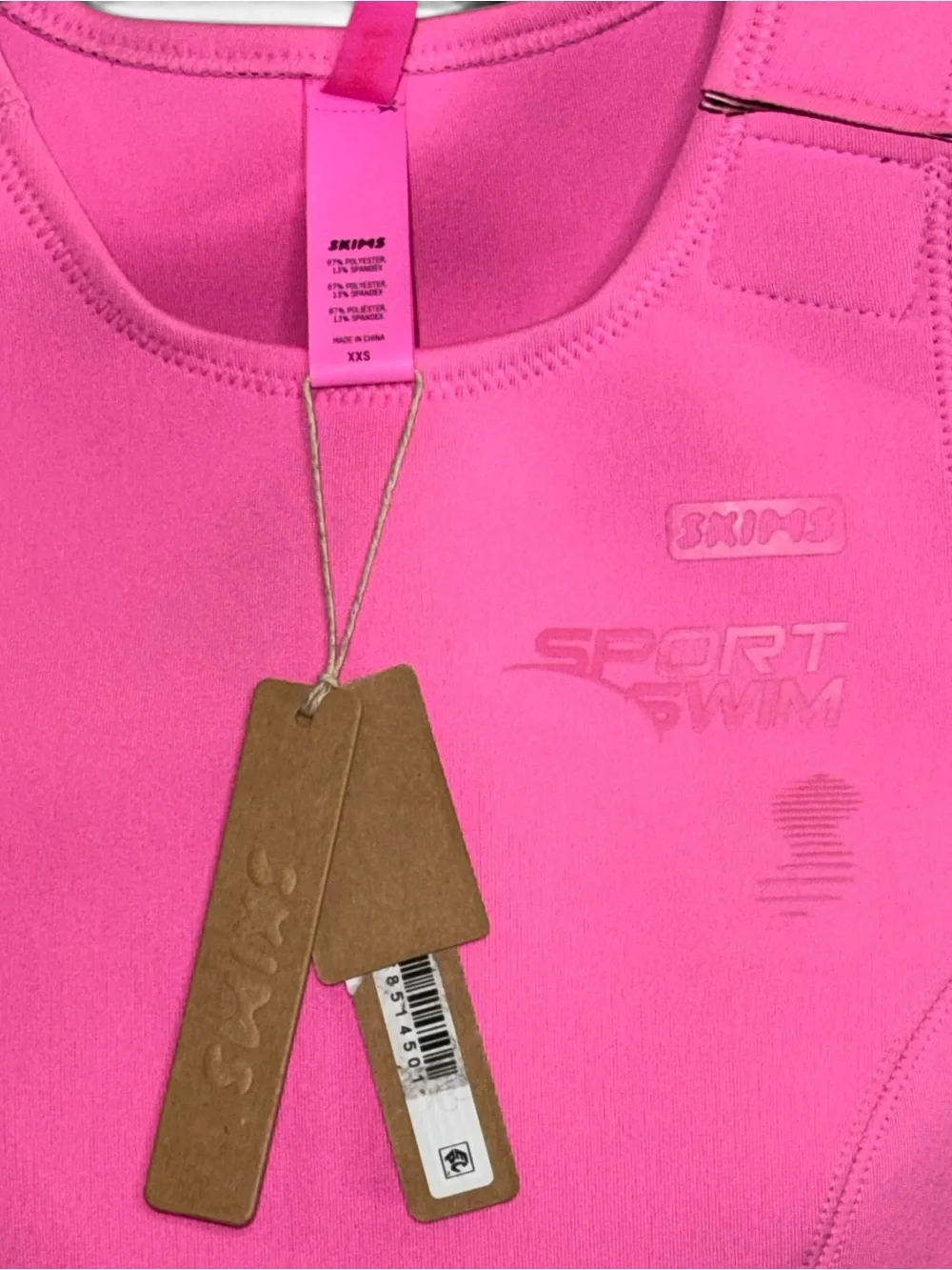 NWT SKIMS Size XXS Sport Swim High Neck Top - Taffy Pink